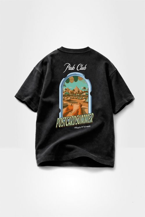 Camiseta Oversized PCS Holiday Scene - Preta