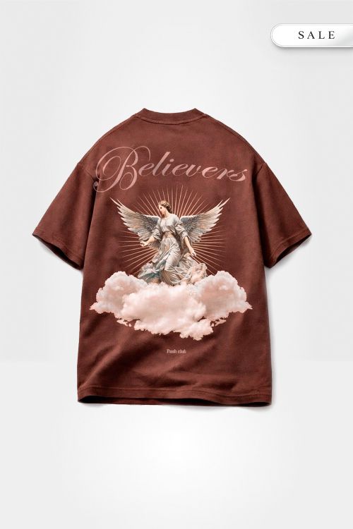 Camiseta Oversized Believers - Marrom