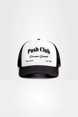 Boné Trucker Pasb Club - Preto e Branco